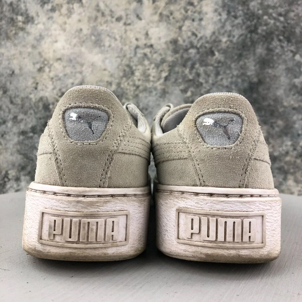 Puma Women's Size 7 Trace Grey Suede Low Top Platform Casual Sneakers 365691-01